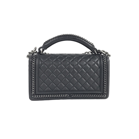 Black Quilted Calfskin Leather Paris-Salzburg Medium Boy Top Handle Bag W/RHW - Picture 4 of 16